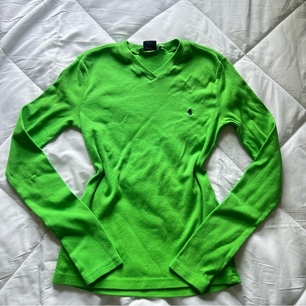 Ralph Lauren Woman’s Bright Green V-Neck Sweater